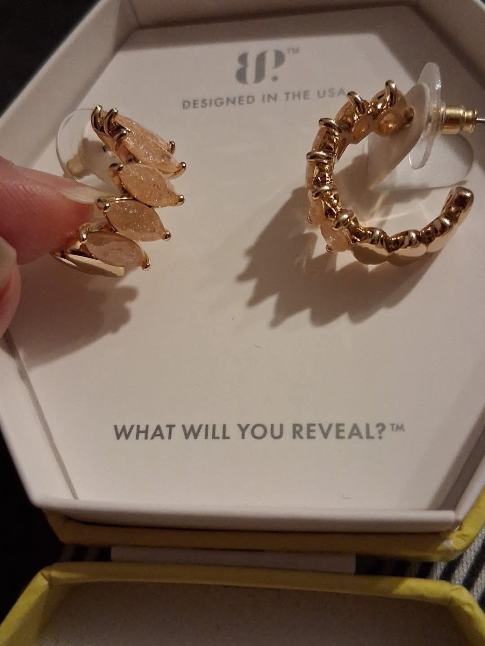 Gold Marquise Accent Hoop Earrings - Women